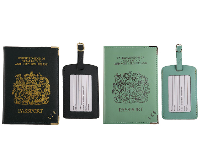 Unbranded Passport Cover/Tags 1 1 FREE Pers - Mint and Green