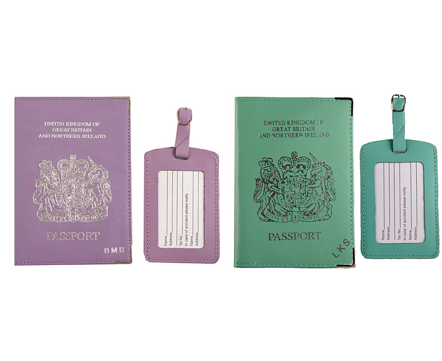 Unbranded Passport Cover/Tags 1 1 FREE Pers - Mint and Lilac