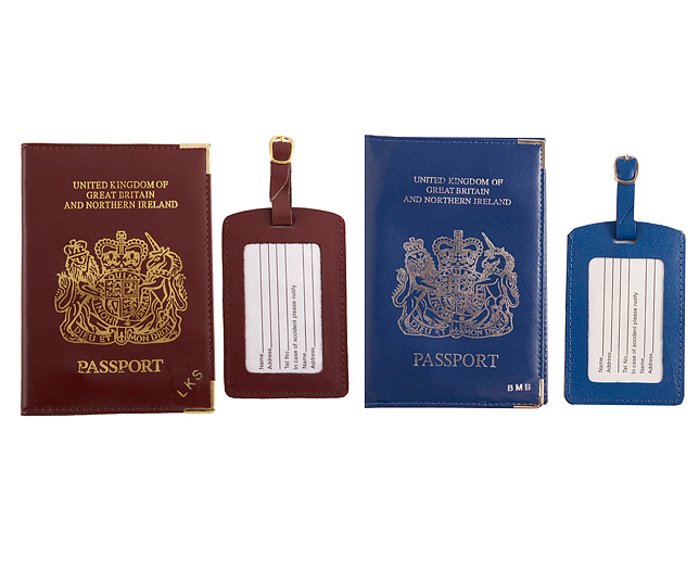 Unbranded Passport Cover/Tags 1 1 FREE Pers - Navy and Burg
