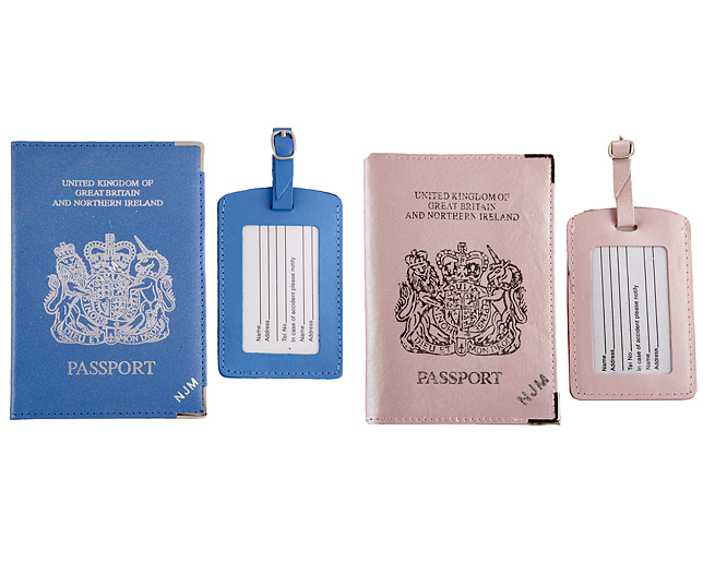 Unbranded Passport Cover/Tags 1 1 FREE Pers - P Pink/P Blue