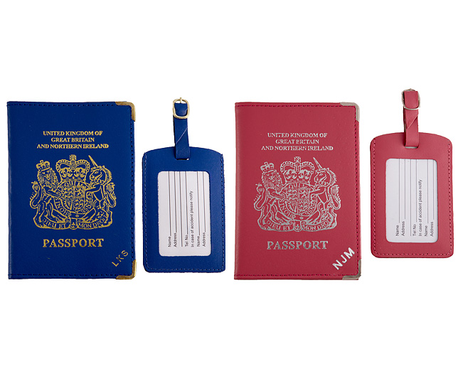 Unbranded Passport Cover/Tags 1 1 FREE Pers - Pink and Blue