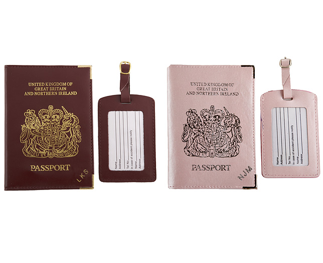Unbranded Passport Cover/Tags 1 1 FREE Pers - Pink and Burg