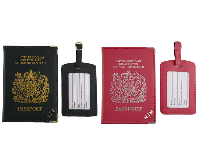 Unbranded Passport Cover/Tags 1 1 FREE Pers - Pink and Green