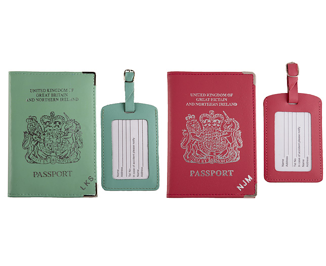Unbranded Passport Cover/Tags 1 1 FREE Pers - Pink and Mint