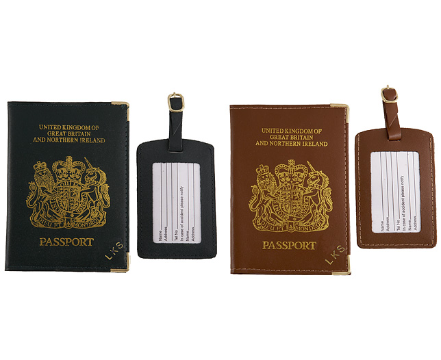 Unbranded Passport Cover/Tags 1 1 FREE Pers - Tan and Green