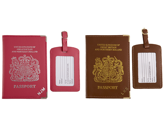 Unbranded Passport Cover/Tags 1 1 FREE Pers - Tan and Pink