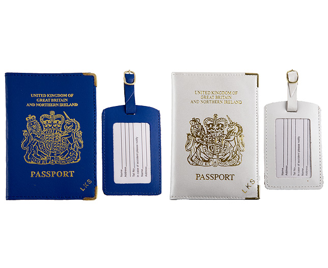 Unbranded Passport Cover/Tags 1 1 FREE Pers - White and Blue