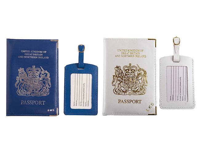Unbranded Passport Cover/Tags 1 1 FREE Pers - White and Navy