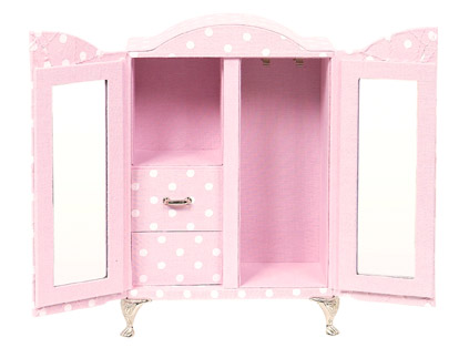 Unbranded Pastel Pink Polka Dot Musical Jewellery Cabinet