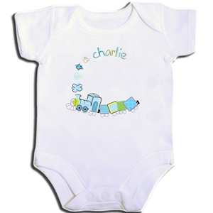 Unbranded Patchwork Train Personalised Baby Vest - 0-3