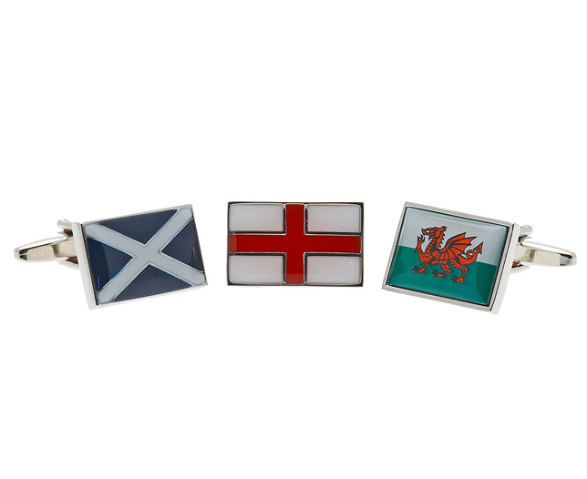 Fly the flag! Choose Cornish St Piran, Welsh Dragon, Scottish Saltire or St George Cross. Enamelled.