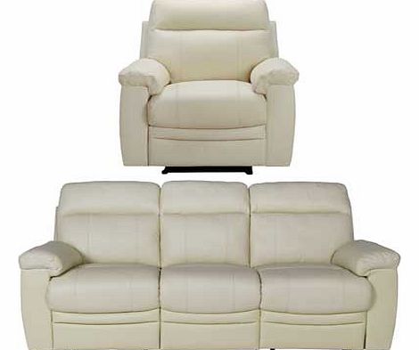 This luxuirious Paulo Leather Recliner Sofa is a beautifully built piece of furniture for the whole family. Genuine ivory leather upholstery makes this look grand and its heardwood frame supports a wonderfully comfortable set of cushions. Side pull l