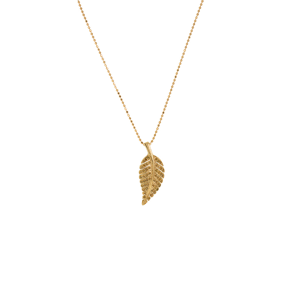 Unbranded Pave Leaf Pendant - Rose Gold
