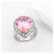 Unbranded Pave Pink and White Cubic Zirconia Ring, Small