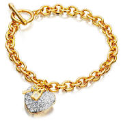 Unbranded PAVE T-BAR HEART CHARM BRACELET