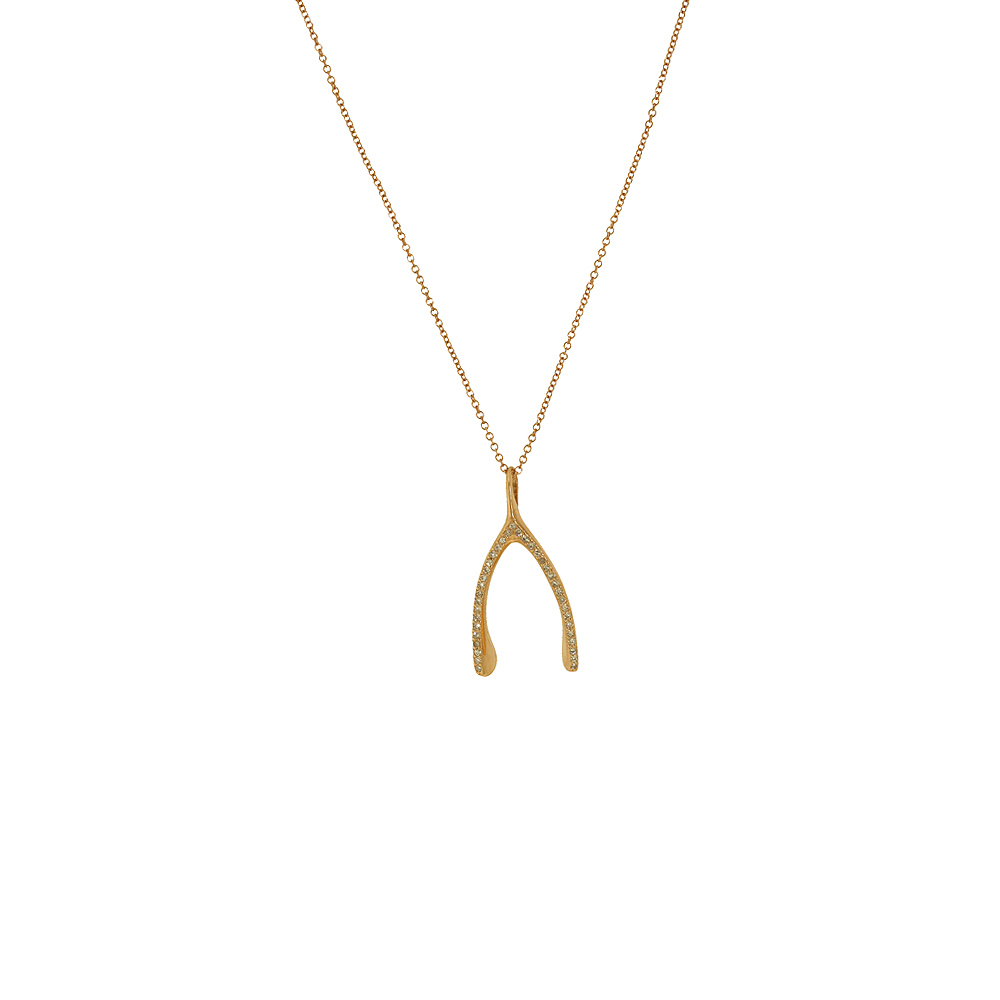 Unbranded Pave Wishbone Pendant - Rose Gold