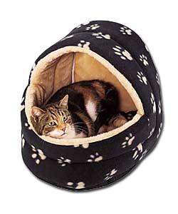 Paw Print Hooded Cat Bed