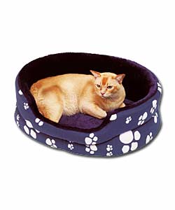 Paw Prints Pet Bed with Fleecy Liner