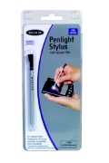 Shines a bright white  light that you direct to your PDA screen    Helps reduce eyestrain