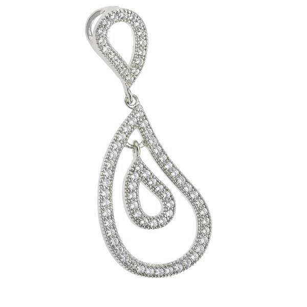 Unbranded Pear Drop Sterling Silver Pendant with CZ Stones