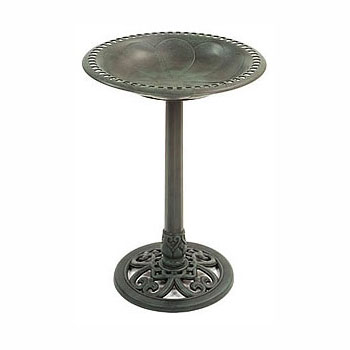 A simple pedestal bird bath  strong and resistant to all types of weather.  H86 x D50 cms