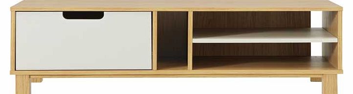 Size H37.5. W120. D39cm. 1 shelf. Suitable for LCD/plasma TVs up to 42in. Maximum weight of TV 20kg. General information: Packed flat - 1 person recommended.