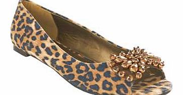 Unbranded Peep-Toe Leopard Ballerina Shoes