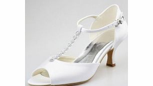 Embellishment : Hot drilling Heel Height（cm） : 6.5 Heel Type : Low Heel Spool Heel Occasion : Casual Ocassions Evening Party OfficeandCareer Party Wedding Ceremony Shoes Style : Peep Toe Show Color : White Season : Spring Summer Size : 34 35 36 3
