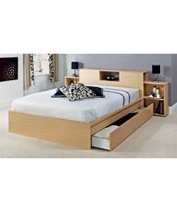 Unbranded Pello Oak Double Bed - Luxury Firm Mattress