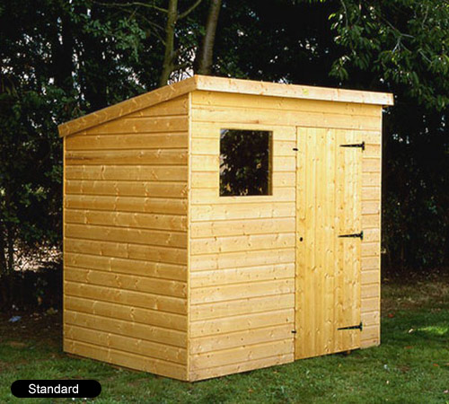 This pent garden shed 7x5 is constructed from pre-treated timber  it has toughened glass window and 
