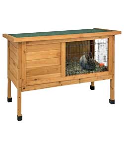 FSC fully treated rabbit hutch with felted roof. Lift up lid and pull out base with tray that is eas
