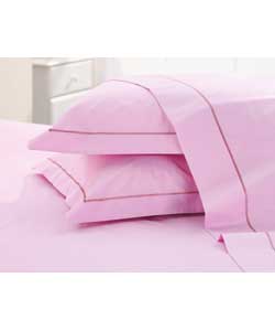 Percale Double Fitted Sheet - Dusky Rose
