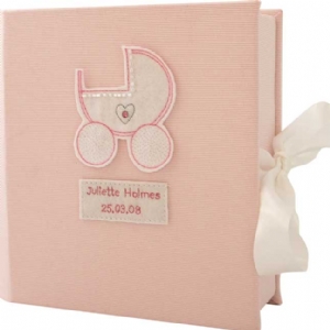 Unbranded Personalized Baby Keepsake Box - Pink Felt Pram