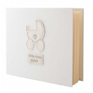 Unbranded Personalized Baby Photo Album - White Felt Pram