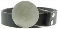 Unbranded Pewter Circle - Black Leather Belt by Jon Wye