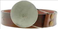 Unbranded Pewter Circle - Brown Leather Belt by Jon Wye