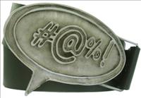 Unbranded Pewter Comic - Black Leather Belt by Jon Wye