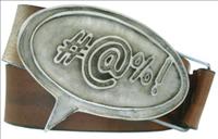 Unbranded Pewter Comic - Brown Leather Belt by Jon Wye