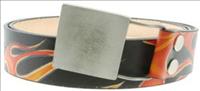 Unbranded Pewter Square - Flames Leather Belt by Jon Wye