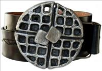 Unbranded Pewter Waffle - Black Leather Belt by Jon Wye