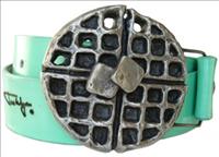 Unbranded Pewter Waffle - Seagreen Leather Belt by Jon Wye