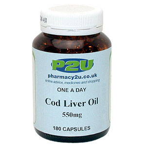 Pharmacy2U Cod Liver Oil 550mg One a Day Capsules cl - Size: 180 cl