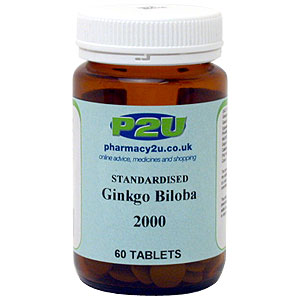 Pharmacy2U Ginkgo Biloba Standardised 2000 Tablets cl - Size: 60 cl