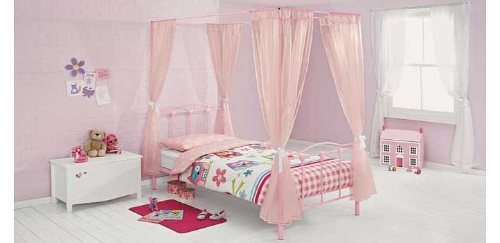 Unbranded Phoebe Pink Single Four Poster Bed with Bibby