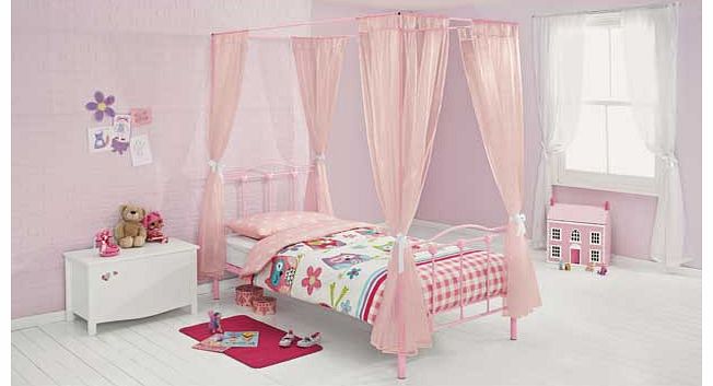 Unbranded Phoebe Pink Single Four Poster Bed with Elliott