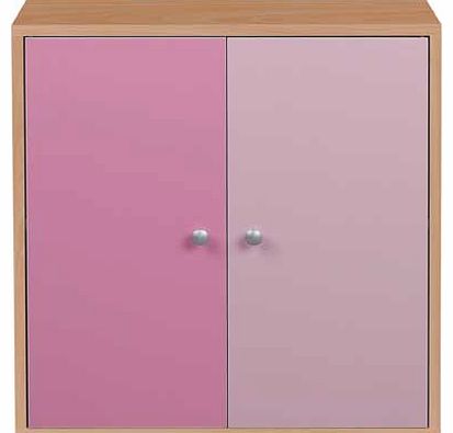 Unbranded Phoenix 2 Door Storage Cubes - Pink on Beech