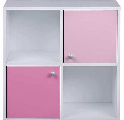 Unbranded Phoenix Half Door Storage Cubes - Pink on White