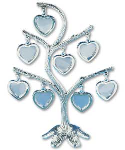 Silverplated photo tree frame with 8 hearts.Size (H)20, (W)15, (D)6.5cm, approx