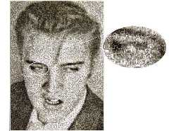 The King lives on! Formed as a composite of over a thousands miniature Elvis photographs that when