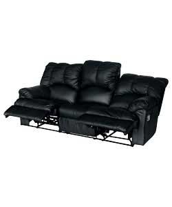 Pia Large Reclining Leather Sofa - Black